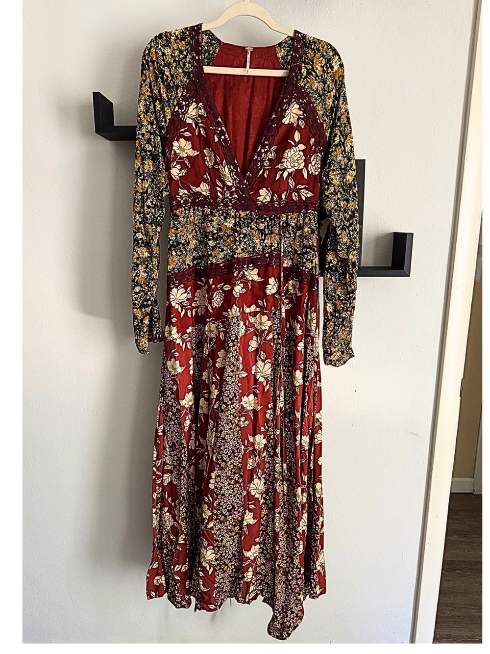 Free People "Tilda Wrap Dress" Neutral combo Maxi